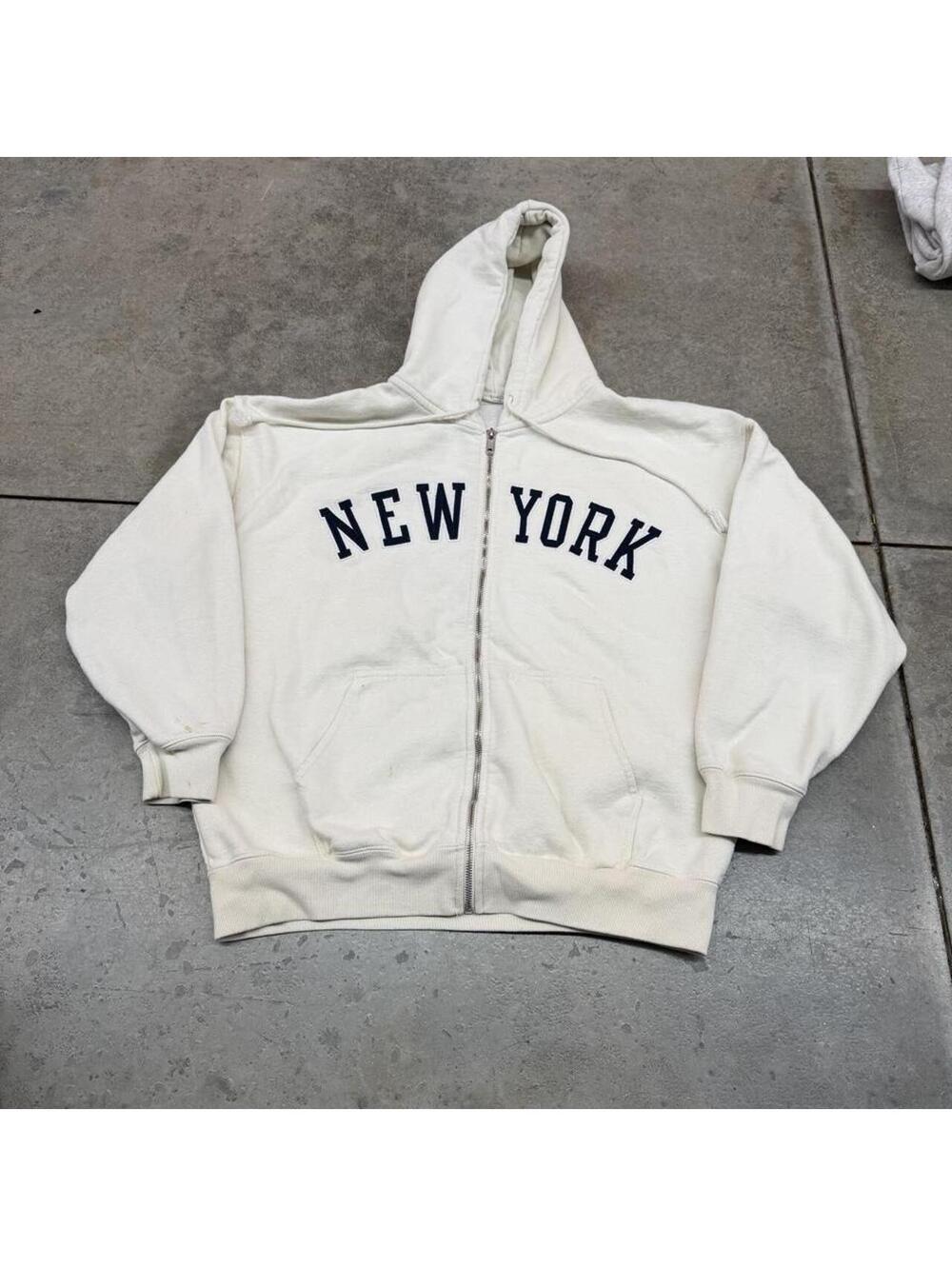 brandy melville john galt new york white zip up christy hoodie size xl WOMENS